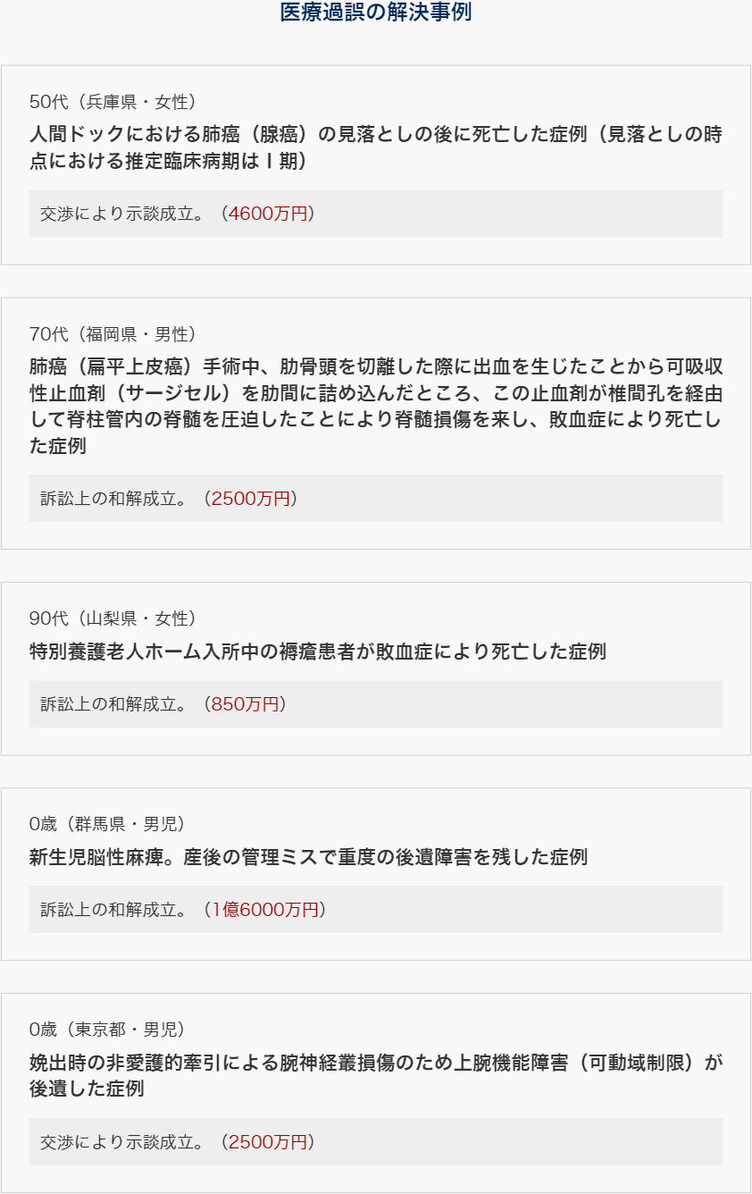 医療過誤の解決事例